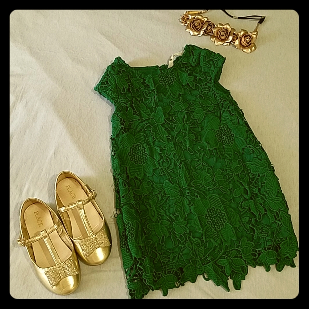 Toddler girl green lace dress